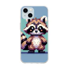 himajinseijin01のドット絵アライグマちゃんTシャツサイズ Soft Clear Smartphone Case