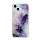 Ink-ArtのInk-Art 大理石風　紫 Soft Clear Smartphone Case