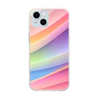 InkCraftsの虹色に輝く波の抽象的なデザイン Soft Clear Smartphone Case