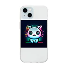 キャピキャピのネオン系の可愛い猫 Soft Clear Smartphone Case
