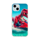 DINO-studioのジェットスキーを楽しむ赤ティラノ Soft Clear Smartphone Case