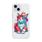 伊藤豊大の猫LOVEアメリカ Soft Clear Smartphone Case