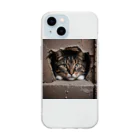 jaguar3の隙間からこんにちは猫 Soft Clear Smartphone Case