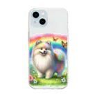momonekokoの虹色の犬 ソフトクリアスマホケース
