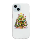 Snow-peaceのクリスマスツリーとキュートな子猫たち Soft Clear Smartphone Case