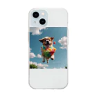 pezupezuの空飛ぶワンダフル犬 Soft Clear Smartphone Case