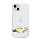 Mustard_Indigo_Blueのサーモン×ブルーヘッド Soft Clear Smartphone Case