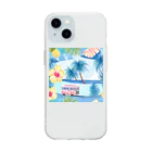 ハワイライフのハイビスカスとトロリー Soft Clear Smartphone Case