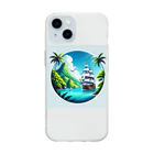 海の幸のカリブ海と船 Soft Clear Smartphone Case