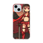 シロクマペンギンの火山の女剣士 Soft Clear Smartphone Case