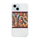 nico251の動物たちで描かれた文字　”YES” Soft Clear Smartphone Case