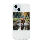 kokin0の水辺を歩く犬 dog on the water Soft Clear Smartphone Case