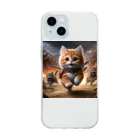 もふもふ日本史のねこ、走る Soft Clear Smartphone Case