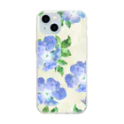 muumoonchildのブルーローズ Soft Clear Smartphone Case