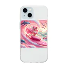pinkgalmermaidのセクシーマーメイドサーフィン3 ソフトクリアスマホケース