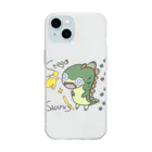 ＼(ナギノ)／動物図鑑イラストシリーズ増やしたい民のちびっこゆる恐竜ステゴザウルス Soft Clear Smartphone Case