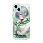 ゆめのかすずめの翠と緑 Soft Clear Smartphone Case