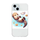 YFCのティータイムを楽しむラッコ① Soft Clear Smartphone Case