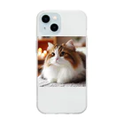 猫　ねこグッズギャラリーのふわふわの三毛猫 Soft Clear Smartphone Case