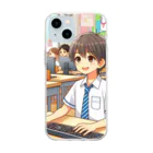 可愛い男の子イラスト販売所　By,keicyanの男の子　中学1年生　パソコン部 Soft Clear Smartphone Case