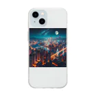 Teesignsの月夜に輝く未来都市 Soft Clear Smartphone Case