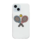 お絵かき屋さんのテニスのラケットとボール Soft Clear Smartphone Case