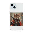 AQUAMETAVERSEの猫サムライ・ミケ　Tomoe bb 2712 Soft Clear Smartphone Case