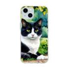 373Digital Lab shopのAI 　水彩猫 Soft Clear Smartphone Case