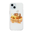 サッサのいきものグッズの虎とバターとホットケーキ Soft Clear Smartphone Case