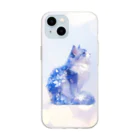 RUKO Animal Centerのふわふわ青いねこちゃん Soft Clear Smartphone Case