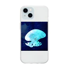 空飛ぶ猫 sakuuの座り込む海月くん Soft Clear Smartphone Case