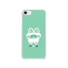 30のハチワレネコmow（青緑）スマホケース Soft Clear Smartphone Case