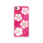 yasuha1108の白梅が咲くピンクのクリアスマートフォンケース【Iphone:7,8】 ソフトクリアスマホケース