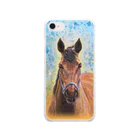 馬の絵の画家　斉藤いつみの馬の絵スマホケース（青い星） Soft Clear Smartphone Case