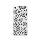 白黒専門店 ■□■□のFlower pattern お花柄 Soft Clear Smartphone Case