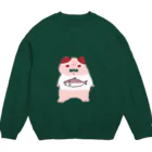 ひつじやさんの猫と鮭 Crew Neck Sweatshirt