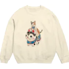 トコロコムギの爆走！犬張子にゃんこ Crew Neck Sweatshirt