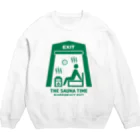 kg_shopのTHE SAUNA TIME【非常口パロディ】 Crew Neck Sweatshirt