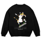 Filmer_Noonの猫とスケートボードとキックフリップ　ロゴあり 濃色用デザイン　Ver.３ Crew Neck Sweatshirt