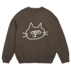 小鳥と映画館のなんか思いついちゃった猫 ホワイト Crew Neck Sweatshirt