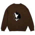 小鳥と映画館のレトロ言葉 やすみませう ハチワレ  Crew Neck Sweatshirt