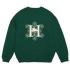 レトロネコ雑貨 華鳥風月のレトロネコ　スウェット H インク:ペッパーホワイト Crew Neck Sweatshirt