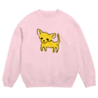 akane_art（茜音工房）のゆるチワワ（イエロー） Crew Neck Sweatshirt