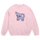 akane_art（茜音工房）のゆるチワワ（ブルー） Crew Neck Sweatshirt