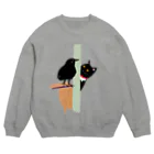 小鳥と映画館のカラスと猫 Crew Neck Sweatshirt