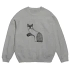 design yanagiの片手を上げたネコ Crew Neck Sweatshirt