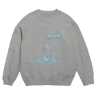 ぎーのの白いチワワ・青 Crew Neck Sweatshirt