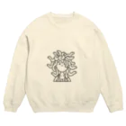 Ikarus ギリシャ神話の芸術のメデューサかわいい顔ヘビハロウィーン Crew Neck Sweatshirt