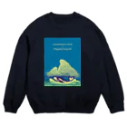 ari designの入道雲と歌川国芳の鯨（ちょっぴり派手バージョン） Crew Neck Sweatshirt
