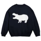 あおぞらのカバ_WHITE Crew Neck Sweatshirt